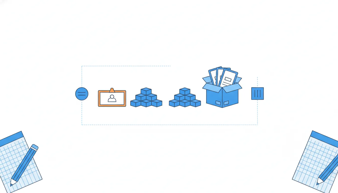 The same small pile of blue blocks shown twice: once beside a single lesson card, once beside a whole package box of lesson cards.