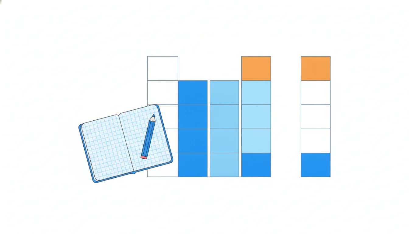 One tall bar split into stacked colored blocks that add up to its height, the orange block marking one part.