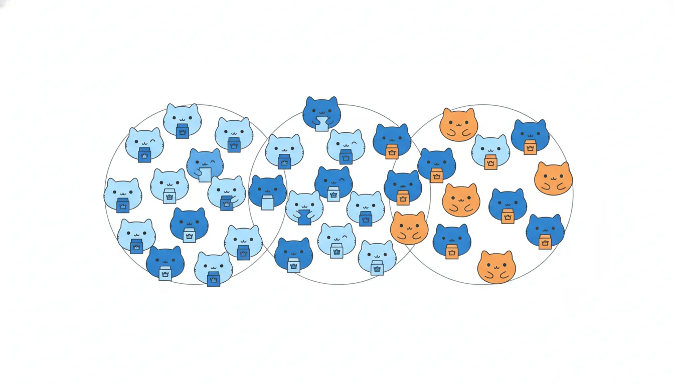 Many cat faces sorted into three overlapping circles.