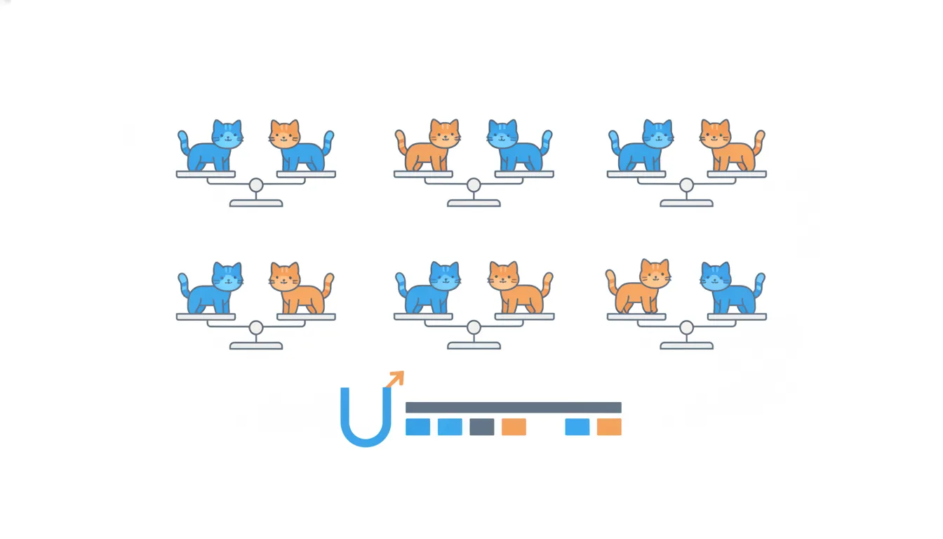 A grid of one-on-one matchups: in each pair a blue cat and an orange cat stand on a small scale, and the orange cat wins almost every time.